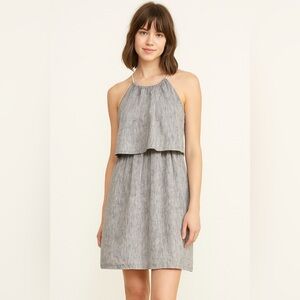 Madewell Dream Drift Overlay Linen Dress Gray Size 0